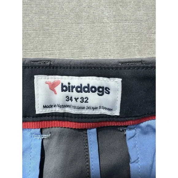 Birddogs Pants Mens 34x32 Grey Performance Stretch Preppy Chino Golf - Picture 4 of 8